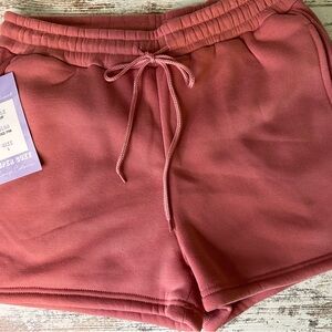 SIMPLY BLESSED Lounge Collection Sherpa Lined Shorts Size L Vintage Pink